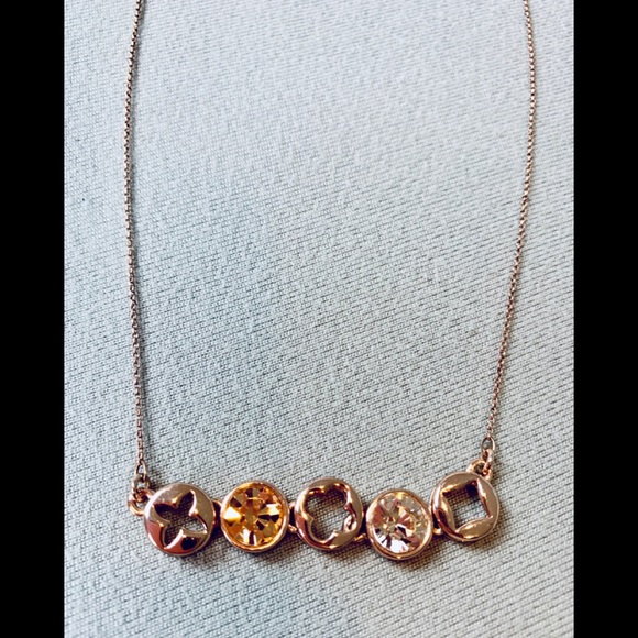 Rosegold tone charm necklace